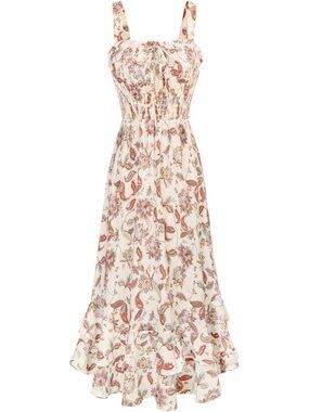 Women's Maxi Dress Beige Square Neck Sleeveless A LINE Summer Comfort Soft